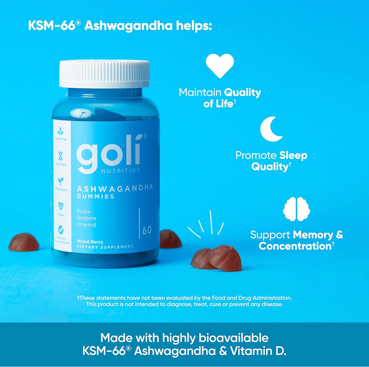 ASHWAGANDHA GOMITAS - GOLI NUTRITION