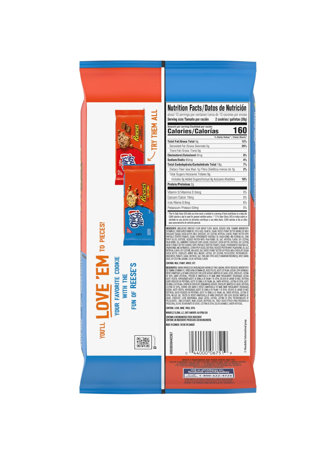 CHIPS AHOY TAMAÑO FAMILIAR - 4 SABORES